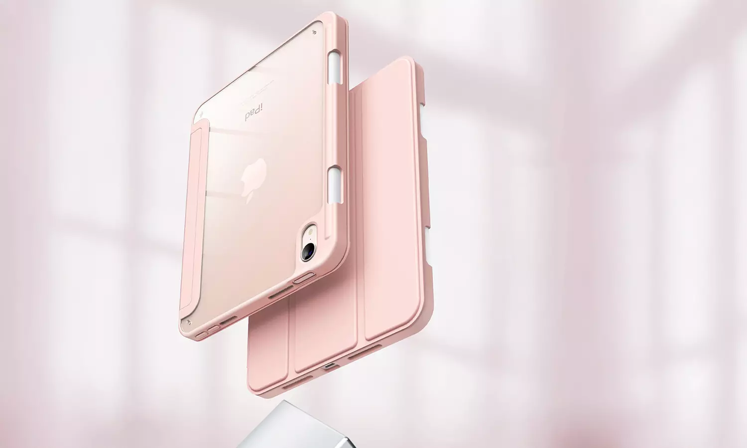 Clear Back Case for iPad mini 6 with Pencil Holder, Slim Stand Shockproof Cover