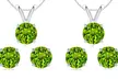 4 Cttw Round Peridot 18 Inch Necklace In Earring Set 24k Gold plated - Second Medium