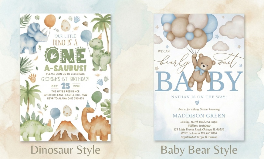 Image 3: Custom Baby Birthday Invite – Digital 5x7 File in 9 Adorable Styles