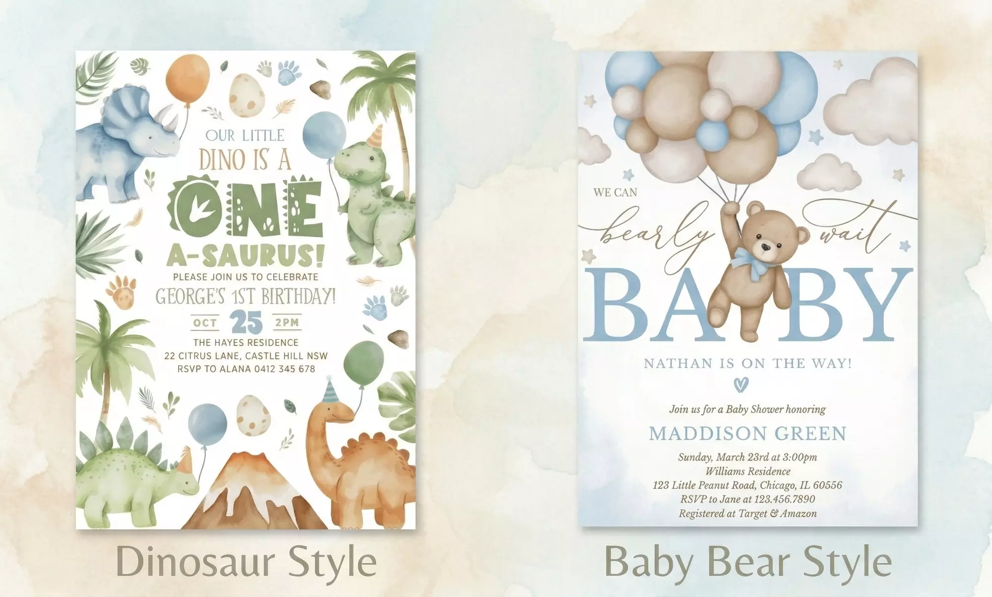 Custom Baby Birthday Invite – Digital 5x7 File in 9 Adorable Styles