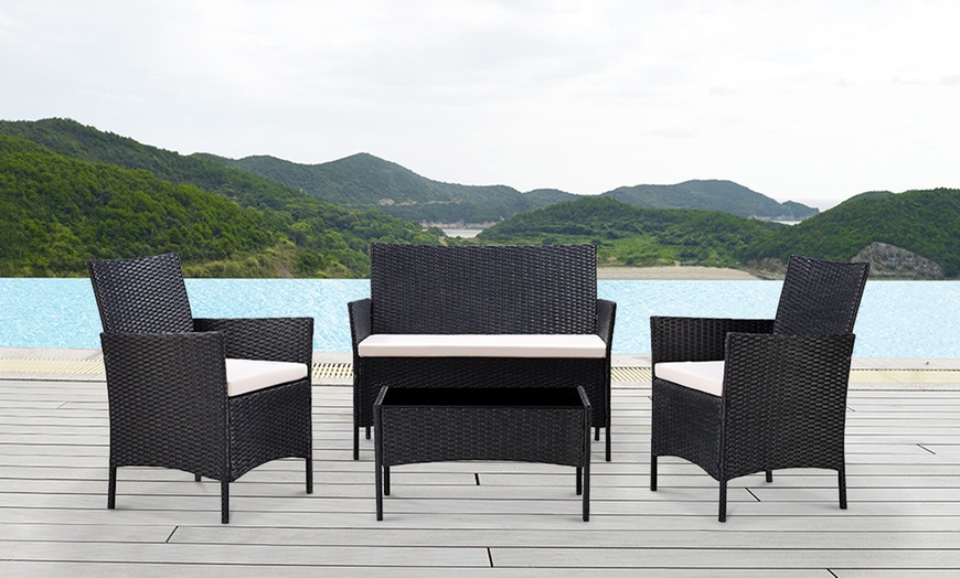 Image 10: 4-Piece Rattan-Effect Lounge Set