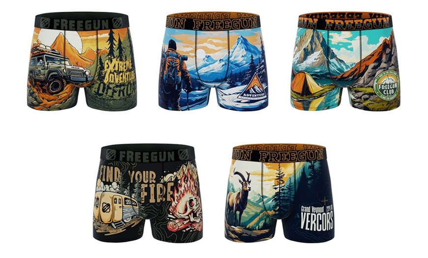 Image 8: Lots de 5 boxers en microfibre divers univers FREEGUN pour homme