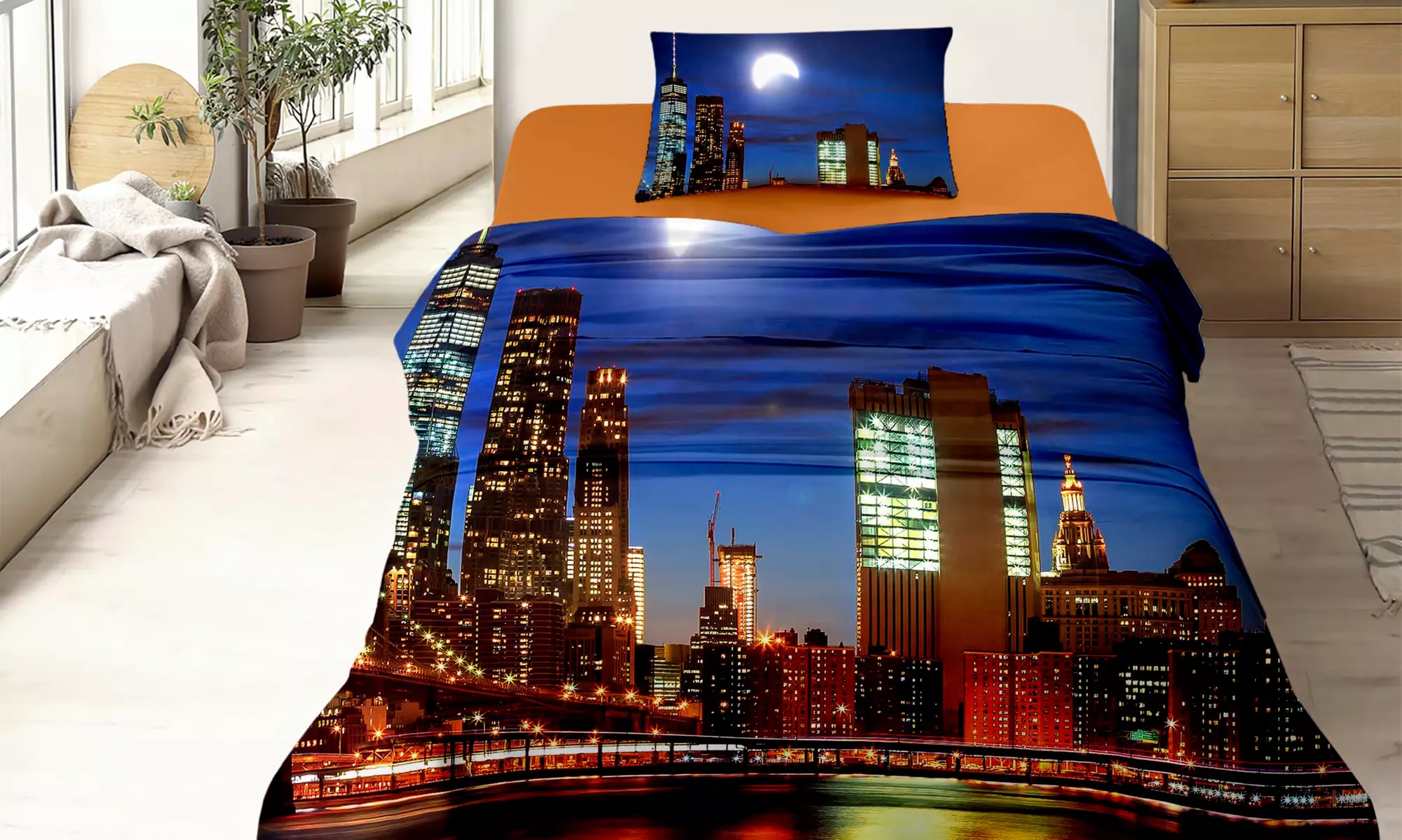 Completo lenzuola in cotone con stampa digitale