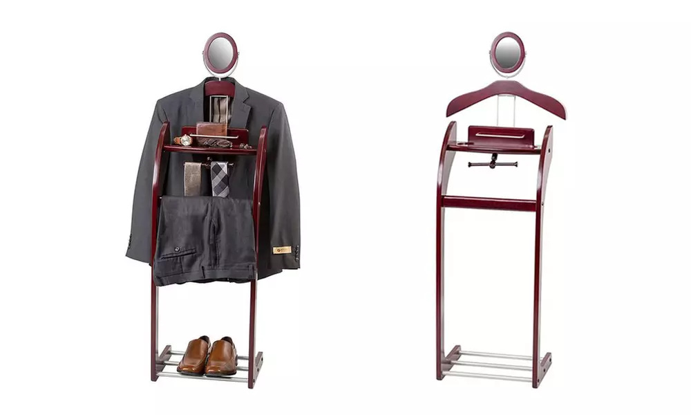 ClosetMate Mahogany Wood Clothes Valet Stand - Primary Image