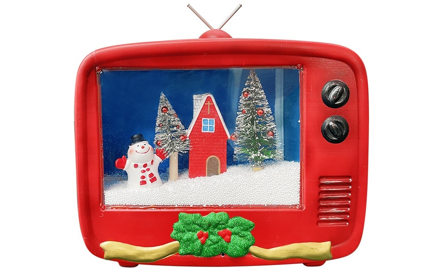 Image 2: Decoración navideña con forma de TV, con luces, música y movimiento