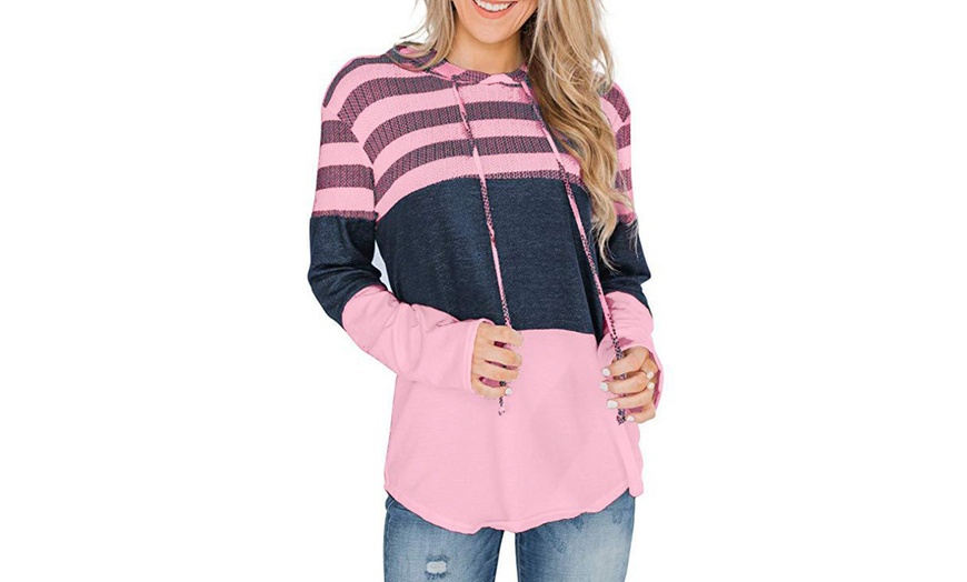 Image 5: Women's Hooded Long Sleeve Pull Over Sweat Shirt