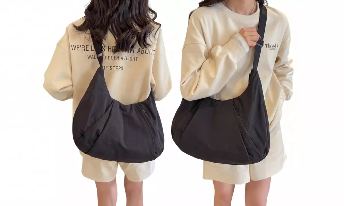 Nylon Crescent Crossbody Bag with Adjustable Strap for Women