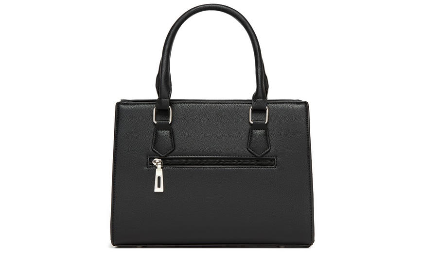 Image 3: Miss Lulu PU Leather Three-Tone Stitched Shoulder Handbag