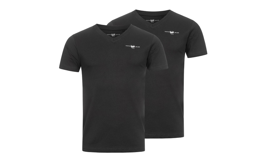 Image 5: 2er- oder 4er-Set Harvey Miller Herren T-Shirt mit V-Ausschnitt