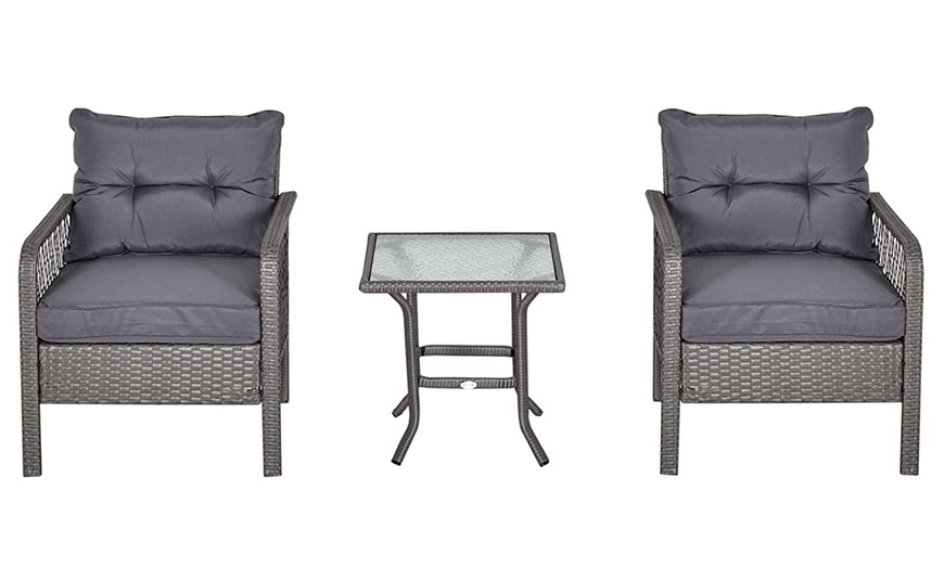 Image 10: Outsunny Woven Bistro Set with 2 Chairs and Table, Choice of Styles