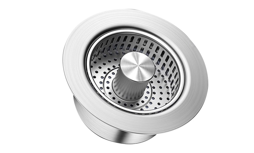 Image 4: Lot de filtre pour évier de cuisine 3-en-1 en acier inoxydable