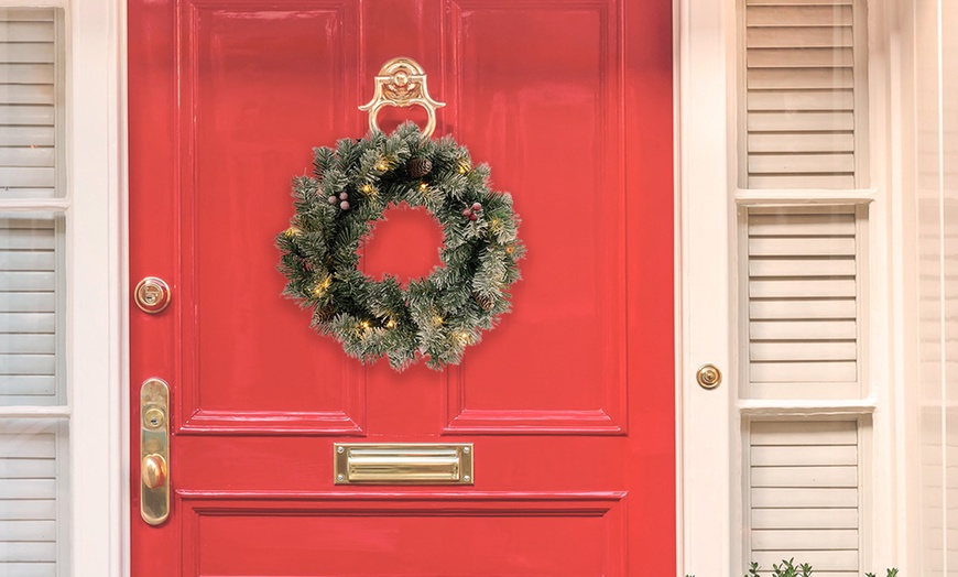 Image 1: Corona ghirlanda di Natale, decorazione porta, camino, centrotavola