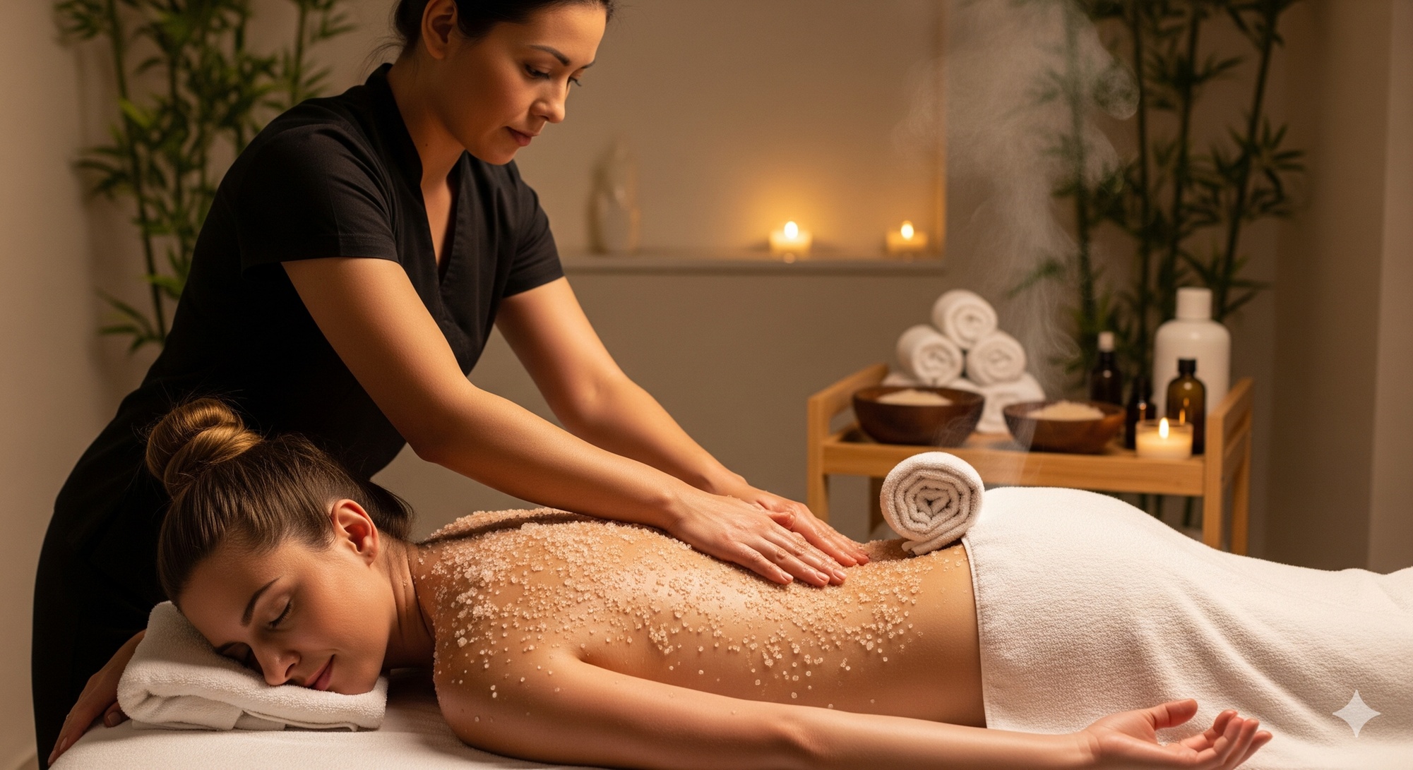 Body Massage with Salt Scrub at New Happy Day Spa