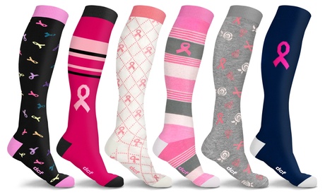DCF Breast Cancer Support Compression Socks (3-Pack) Small/Medium SET 2 ( 3-Pack )