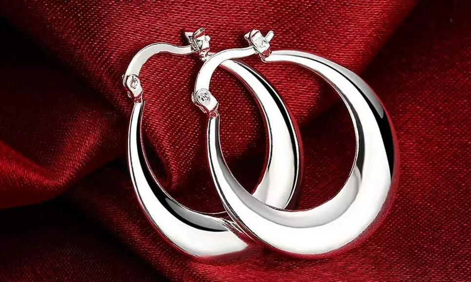 925 Sterling Silver Elegant Round Hoop Earrings