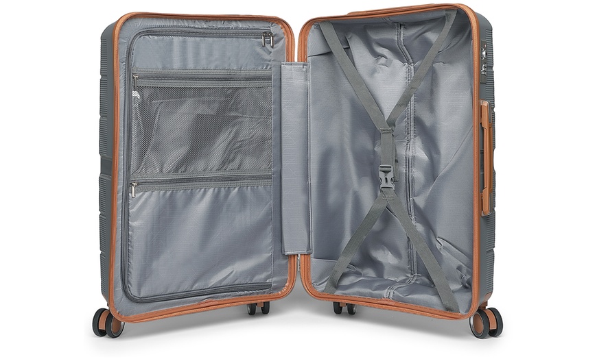 Image 13: Multi-Texture Polypropylene Hard Shell Suitcase With TSA Lock