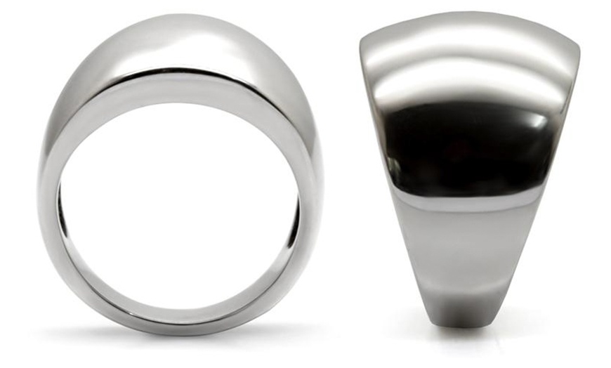 Image 4: Womens High Polished Stainless Steel Classic Tapered Band Fashion Ring