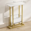Image 9: HomCom Narrow Side Table, Chic White Marble-Effect Design