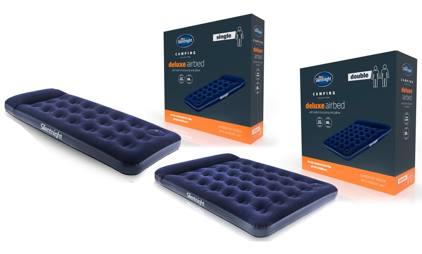 Image 1: Silentnight Inflatable Airbed - Built-In Foot Pump & Raised Pillow