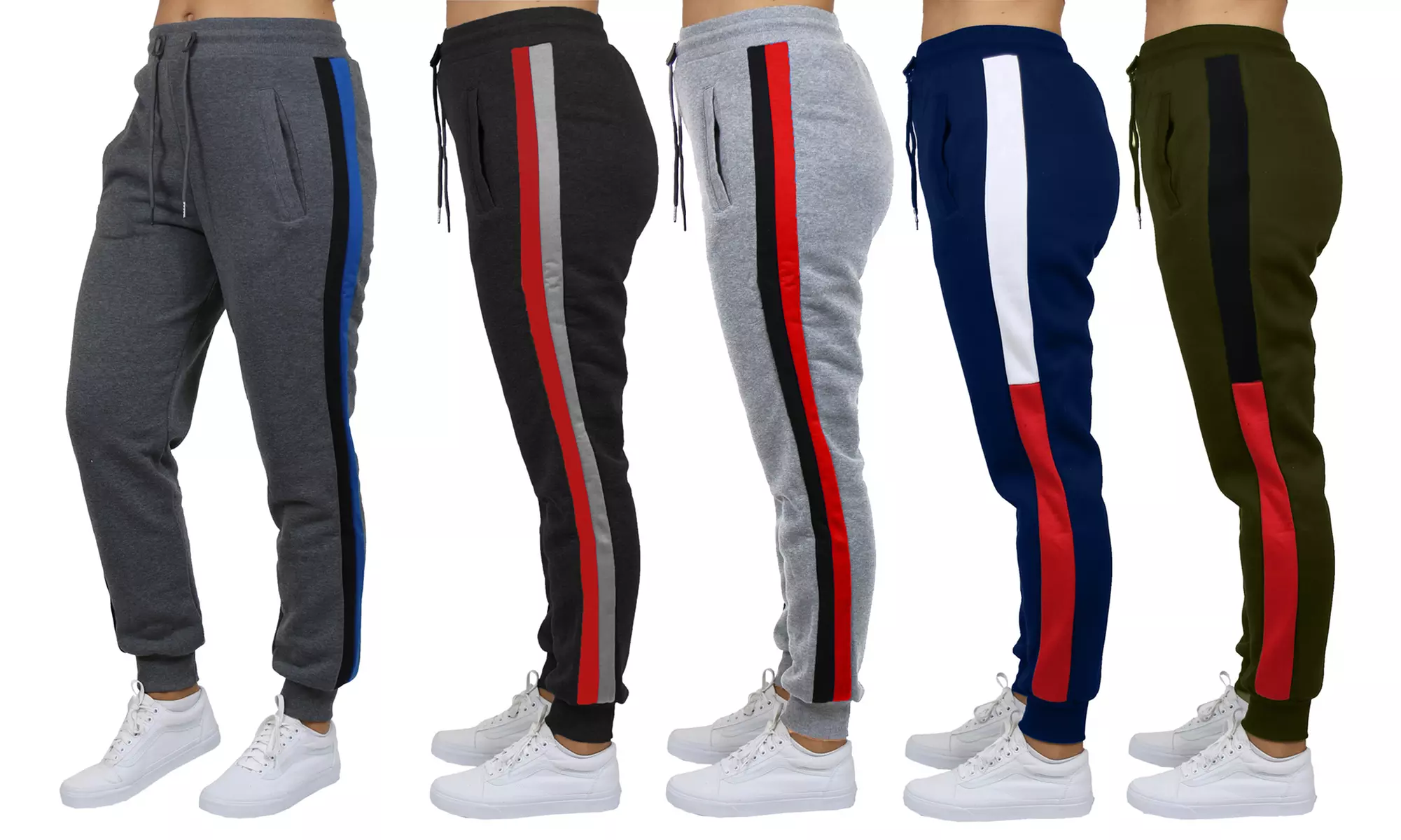 Women's Loose-Fit Fleece-Lined Stripe Jogger Sweatpants (2-Pack). Plus Sizes Available. - Primary Image