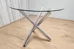 Round Clear Glass Dining Table with Chrome Legs and Four Velvet Chairs - Second Medium