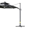 Image 4: Outsunny 3m Cantilever Roma Parasol with LED Solar Lights