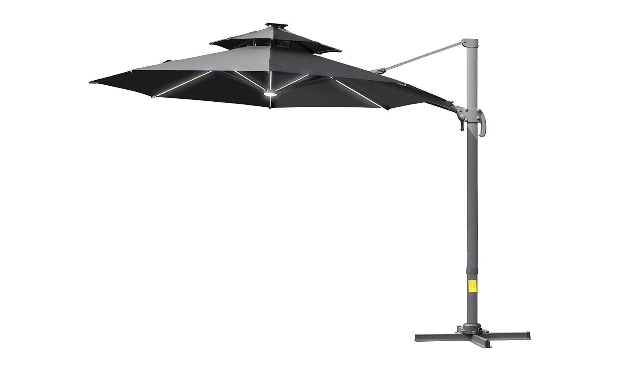 Outsunny 3m Cantilever Roma Parasol with LED Solar Lights