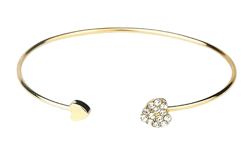 Image 1: One or Two Gold Heart Bangle Bracelets