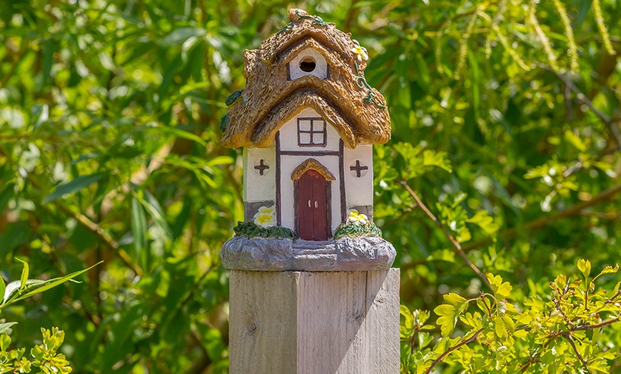 Image 2: One or Two Thatched Cottage Solar-Powered Fairy House Ornaments