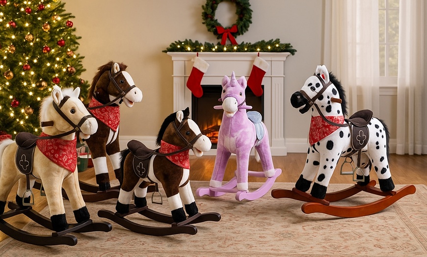 Image 1: Cavallo a dondolo in peluche