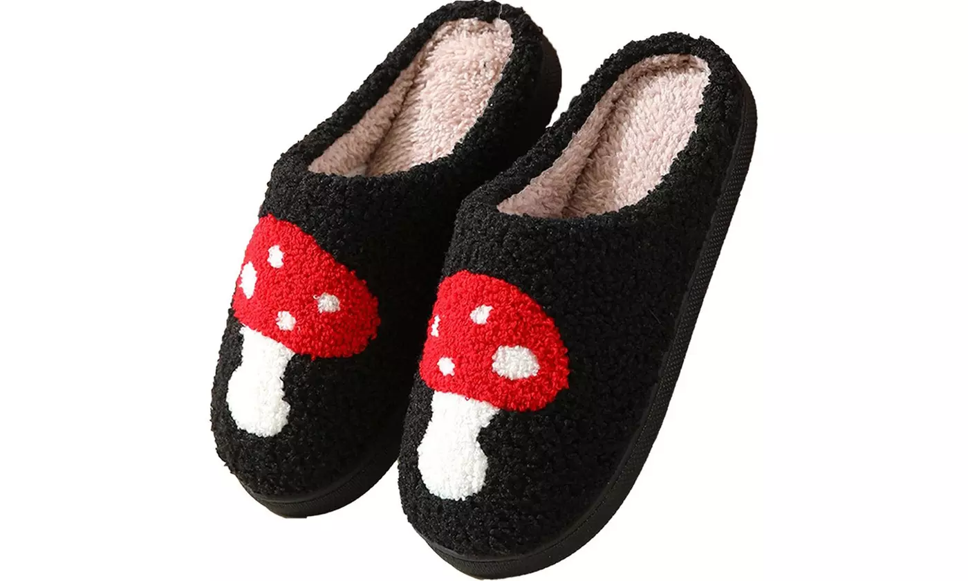 Mushroom Slippers For Women Men Warm Cozy Plush Fuzzy House Slippers