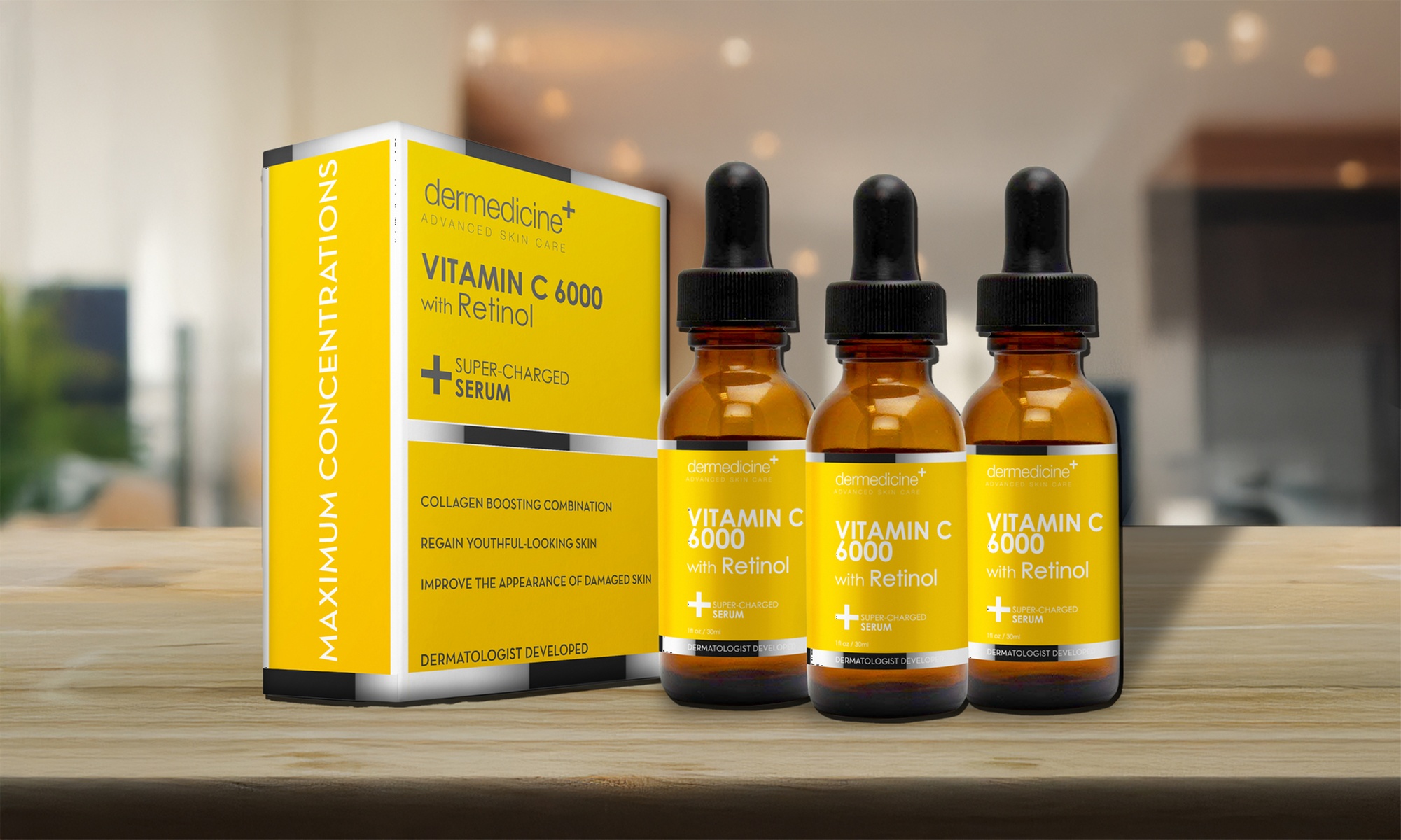 Dermedicine Anti-Aging Vitamin C 6000 with Retinol Face Treatment 1oz (3-Pack)