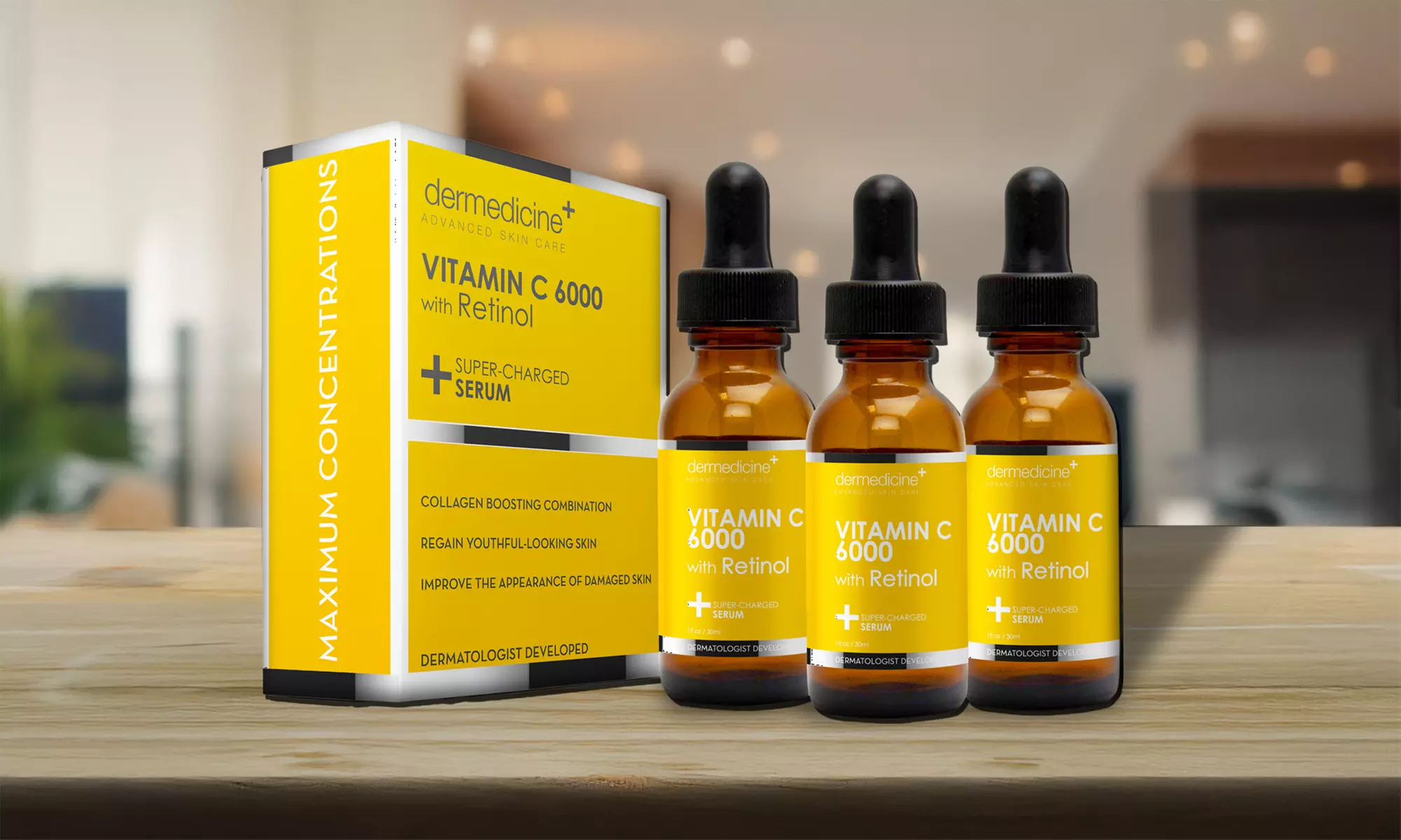 Dermedicine Anti-Aging Vitamin C 6000 with Retinol Face Treatment 1oz (3-Pack)