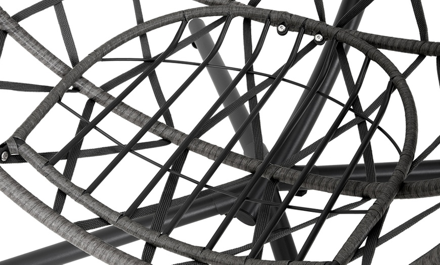 Image 16: Outdoor Cosy Rattan-Effect Hanging Egg Chair with Cushion