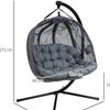 Image 9: Outsunny Double Hanging Egg Chair in Grey or Cream
