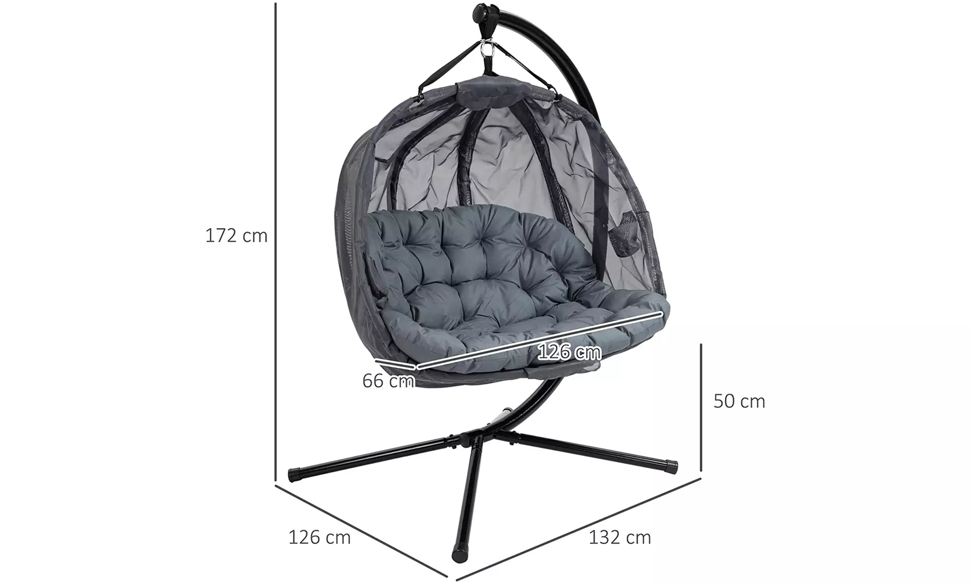 Outsunny Double Hanging Egg Chair in Grey or Cream