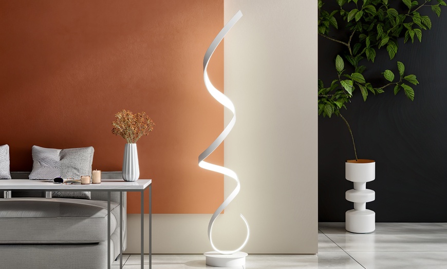 Image 1: Spiral LED Floor Lamp with Foot Switch