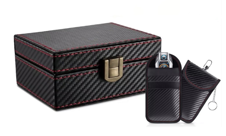 Image 3: RFID Blocking Box and Two Pieces Car Key Bags Set