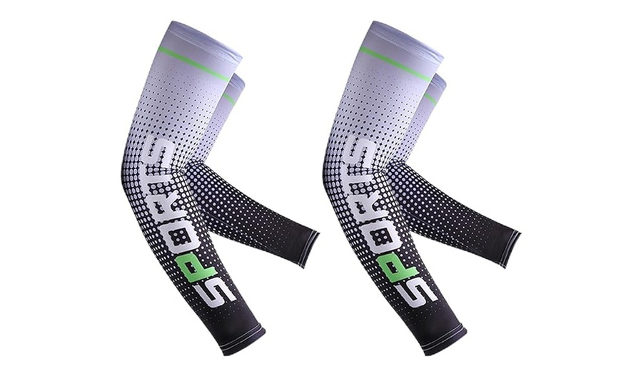 Image 7: 2 Pairs Quick Dry Arm Sleeves Cover Cycling Running Arm Cooling UV Protection