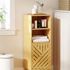 Image 5: Homcom Bamboo Bathroom Under Sink Cabinet with Adjustable Shelf