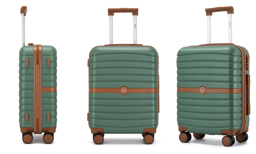 Image 18: KONO Stylish Stripe Design Suitcase with Spinner Wheels