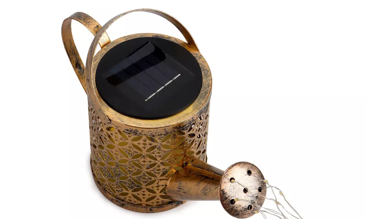 Waterproof Copper Solar Twinkle Light Watering Can Hanging Kettle Lantern Light