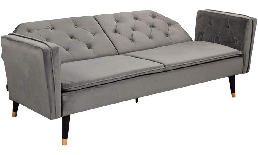 Image 2: Malmo Plush Velvet Sofa Bed