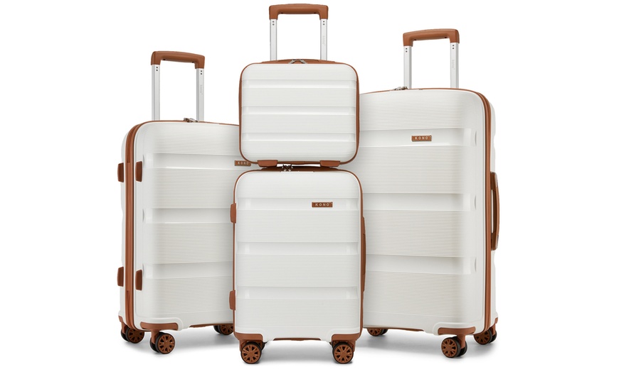 Image 2: KONO One or Four Piece Colorful PP Hard Shell Suitcase With TSA Lock