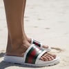 Image 1: Gucci Men’s Web Slides – Rubber Comfort | Multiple Sizes Available