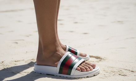 Gucci Men's Web Rubber Slide Sandals US 7 8050385095 - Stork Inc