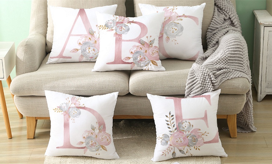 Image 1: Pink Letter Pillow Cushion Cover