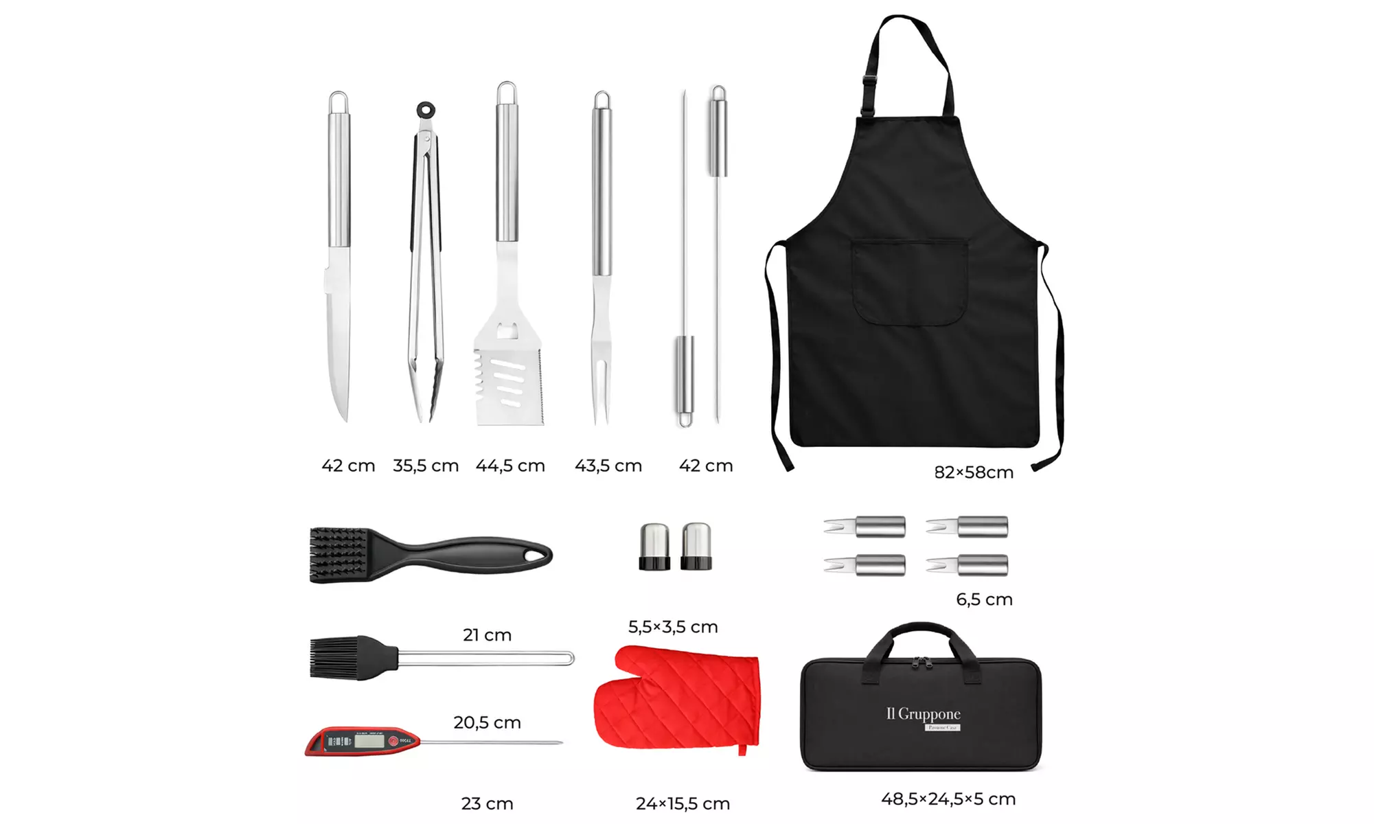 Set accessori BBQ professionali in acciaio inox