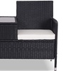 Image 3: Outsunny Two-Seater Rattan-Effect Chair with Integrated Table, Black