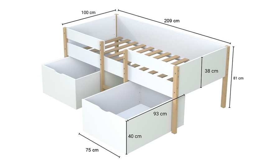 Image 3: Lit mi-hauteur ZEPHIR avec 2 tiroirs  et sommier par Weber Industries